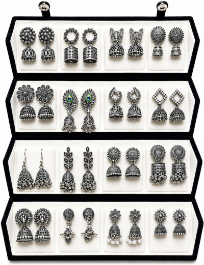 Mirakii Jewels 16 Pair Premium Jhumka Earrings With Premium Box Alloy Jhumki Earring, Earring Set, Chandbali Earring