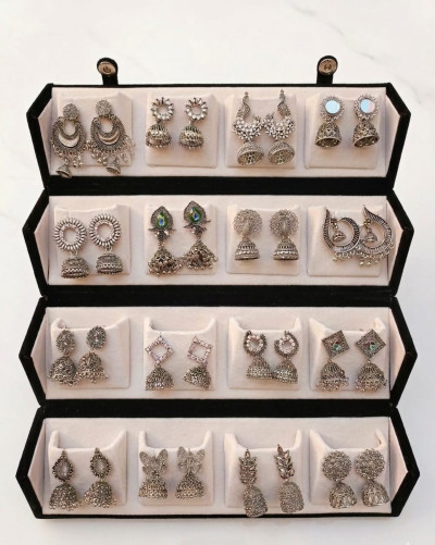 DDS 16 PAIR EARRING WITH VANITY BOX Stainless Steel Jhumki Earring